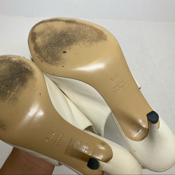 Gucci White Peep Toe Sling Back Heels sz 39.5 - Picture 10 of 13